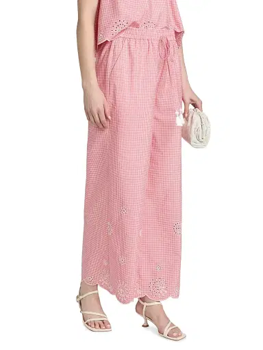 Cinq à Sept Women's Alba Eyelet Embroidered Gingham Cotton-Blend Pants - Sunset Blush | Thumbnail 4 Cinq à Sept Women's Alba Eyelet Embroidered Gingham Cotton-Blend Pants - Sunset Blush | Thumbnail 4