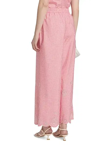 Cinq à Sept Women's Alba Eyelet Embroidered Gingham Cotton-Blend Pants - Sunset Blush | Thumbnail 5 Cinq à Sept Women's Alba Eyelet Embroidered Gingham Cotton-Blend Pants - Sunset Blush | Thumbnail 5