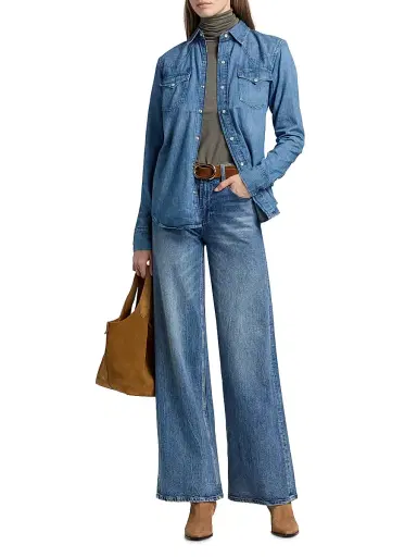Polo Ralph Lauren Women's Western Denim Button-Front Shirt - Canaria Wash | Thumbnail 2 Polo Ralph Lauren Women's Western Denim Button-Front Shirt - Canaria Wash | Thumbnail 2