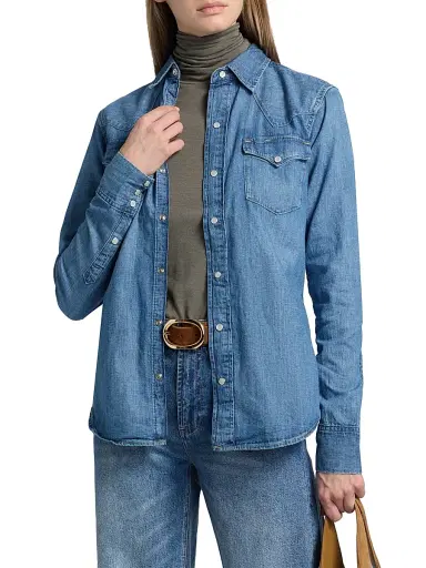 Polo Ralph Lauren Women's Western Denim Button-Front Shirt - Canaria Wash | Thumbnail 3 Polo Ralph Lauren Women's Western Denim Button-Front Shirt - Canaria Wash | Thumbnail 3