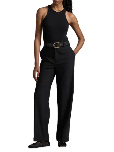Polo Ralph Lauren Women's Wool Faille Straight-Leg Trousers - Black | Thumbnail 2 Polo Ralph Lauren Women's Wool Faille Straight-Leg Trousers - Black | Thumbnail 2