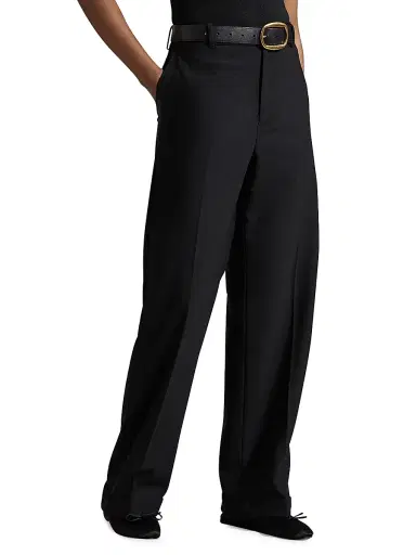 Polo Ralph Lauren Women's Wool Faille Straight-Leg Trousers - Black | Thumbnail 3 Polo Ralph Lauren Women's Wool Faille Straight-Leg Trousers - Black | Thumbnail 3