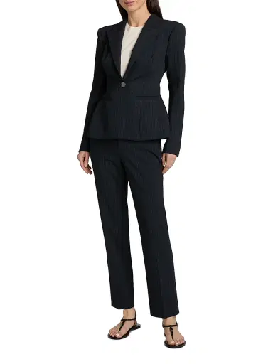 L'AGENCE Women's Rebel Tapered Trousers - Midnight Pinstripe | Thumbnail 2 L'AGENCE Women's Rebel Tapered Trousers - Midnight Pinstripe | Thumbnail 2