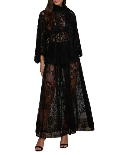 L'AGENCE Women's Rhett Oversized Lace Blouse - Black | Thumbnail 2 L'AGENCE Women's Rhett Oversized Lace Blouse - Black | Thumbnail 2