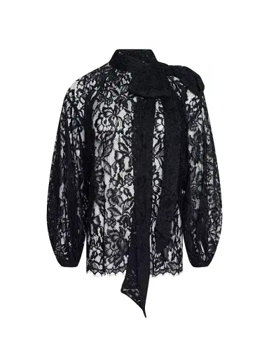L'AGENCE Women's Rhett Oversized Lace Blouse - Black | Thumbnail 1 L'AGENCE Women's Rhett Oversized Lace Blouse - Black | Thumbnail 1