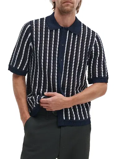 rag & bone Men's Dalton Crotchet Cotton Shirt - Navy Multi | Thumbnail 3 rag & bone Men's Dalton Crotchet Cotton Shirt - Navy Multi | Thumbnail 3