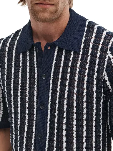 rag & bone Men's Dalton Crotchet Cotton Shirt - Navy Multi | Thumbnail 5 rag & bone Men's Dalton Crotchet Cotton Shirt - Navy Multi | Thumbnail 5