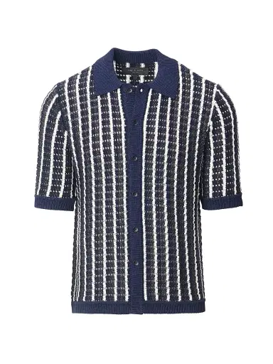 rag & bone Men's Dalton Crotchet Cotton Shirt - Navy Multi | Thumbnail 1 rag & bone Men's Dalton Crotchet Cotton Shirt - Navy Multi | Thumbnail 1