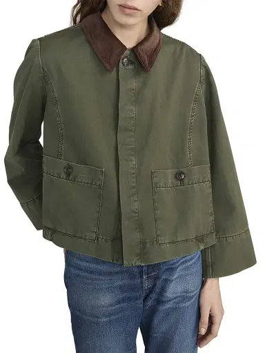 FRAME Women's The Mini Swing Jacket - Military Green | Thumbnail 4 FRAME Women's The Mini Swing Jacket - Military Green | Thumbnail 4