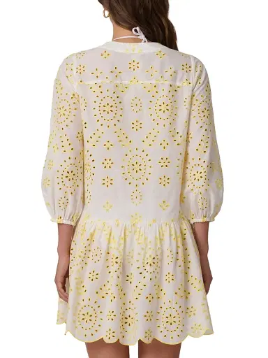 Shoshanna Women's Umbrella Broderie Anglaise Cotton Minidress - Lemon | Thumbnail 4 Shoshanna Women's Umbrella Broderie Anglaise Cotton Minidress - Lemon | Thumbnail 4