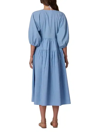 Shoshanna Women's Evora Embroidered Cotton Midi-Dress | Thumbnail 3 Shoshanna Women's Evora Embroidered Cotton Midi-Dress | Thumbnail 3