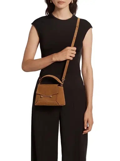 Strathberry Women's Mosaic Nano Suede Top Handle Bag - Tan | Thumbnail 2 Strathberry Women's Mosaic Nano Suede Top Handle Bag - Tan | Thumbnail 2