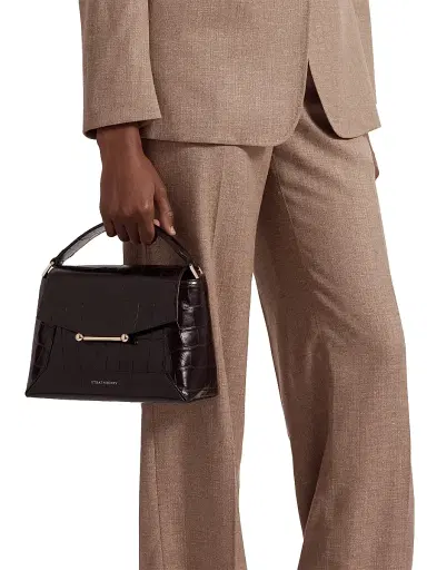 Strathberry Women's Mosaic Croc-Embossed Leather Top Handle Bag - Mahogany | Thumbnail 3 Strathberry Women's Mosaic Croc-Embossed Leather Top Handle Bag - Mahogany | Thumbnail 3