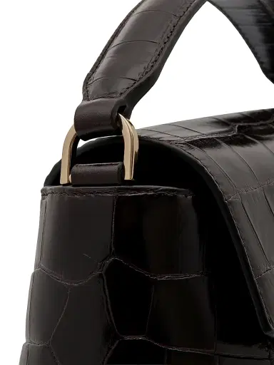 Strathberry Women's Mosaic Croc-Embossed Leather Top Handle Bag - Mahogany | Thumbnail 8 Strathberry Women's Mosaic Croc-Embossed Leather Top Handle Bag - Mahogany | Thumbnail 8
