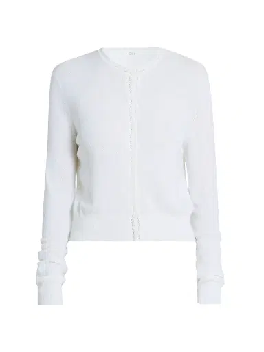 Chloé Women's Pointelle Wool Cardigan - Iconic Milk | Thumbnail 1 Chloé Women's Pointelle Wool Cardigan - Iconic Milk | Thumbnail 1