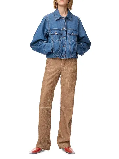 LOEWE Women's Denim Bomber Jacket - Light Blue | Thumbnail 2 LOEWE Women's Denim Bomber Jacket - Light Blue | Thumbnail 2