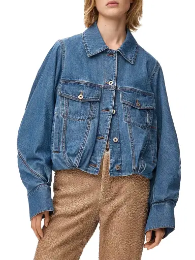 LOEWE Women's Denim Bomber Jacket - Light Blue | Thumbnail 3 LOEWE Women's Denim Bomber Jacket - Light Blue | Thumbnail 3
