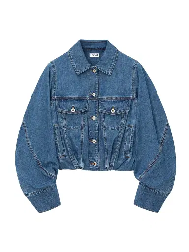 LOEWE Women's Denim Bomber Jacket - Light Blue | Thumbnail 1 LOEWE Women's Denim Bomber Jacket - Light Blue | Thumbnail 1