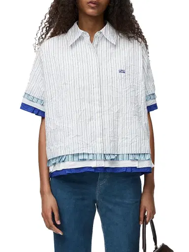 Loewe Women's Mixed Stripe Cotton-Blend Shirt - White Multi - Size 8 | Thumbnail 3 Loewe Women's Mixed Stripe Cotton-Blend Shirt - White Multi - Size 8 | Thumbnail 3