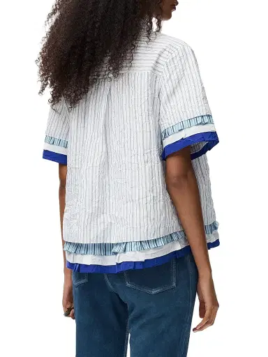 Loewe Women's Mixed Stripe Cotton-Blend Shirt - White Multi - Size 8 | Thumbnail 4 Loewe Women's Mixed Stripe Cotton-Blend Shirt - White Multi - Size 8 | Thumbnail 4