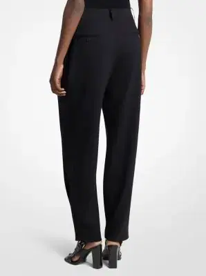 Michael Kors Collection Pleated Tissue Wool Crepe Barrel Trousers | Thumbnail 3 Michael Kors Collection Pleated Tissue Wool Crepe Barrel Trousers | Thumbnail 3
