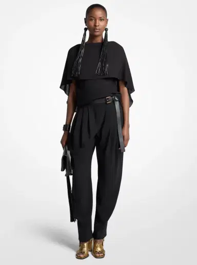 Michael Kors Collection Pleated Tissue Wool Crepe Barrel Trousers | Thumbnail 5 Michael Kors Collection Pleated Tissue Wool Crepe Barrel Trousers | Thumbnail 5