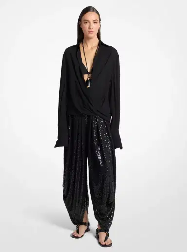 Michael Kors Collection Hand-Embellished Sequin Georgette Jersey Draped Pants | Thumbnail 4 Michael Kors Collection Hand-Embellished Sequin Georgette Jersey Draped Pants | Thumbnail 4
