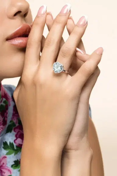 LISA NIK Aquamarine Diamond Heart Ring | Thumbnail 4 LISA NIK Aquamarine Diamond Heart Ring | Thumbnail 4