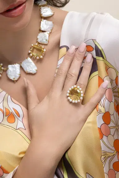 BOUNKIT JEWELRY Lemon Quartz Pearl Aurea Ring | Thumbnail 4 BOUNKIT JEWELRY Lemon Quartz Pearl Aurea Ring | Thumbnail 4