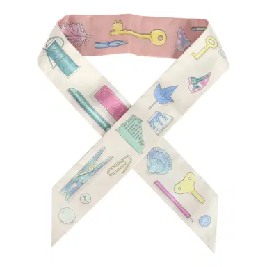 HERMÈS Hermes "In The Pocket" Rose Poudre Multi Silk Twilly | Thumbnail 1 HERMÈS Hermes "In The Pocket" Rose Poudre Multi Silk Twilly | Thumbnail 1