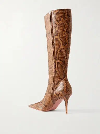 Amina Muaddi Barbara Snake-effect Knee Boots | Thumbnail 3 Amina Muaddi Barbara Snake-effect Knee Boots | Thumbnail 3