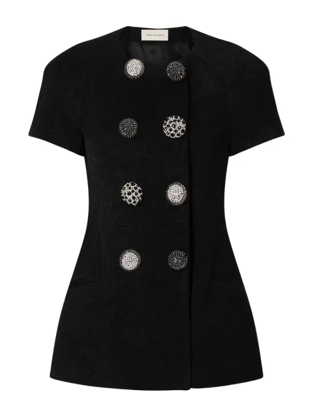 Embellished Double-breasted Floral-jacquard Jacket Embellished Double-breasted Floral-jacquard Jacket