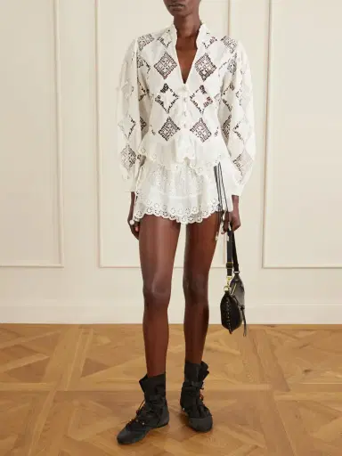 Isabel Marant Nina Broderie Anglaise Cotton And Linen-blend Blouse | Thumbnail 2 Isabel Marant Nina Broderie Anglaise Cotton And Linen-blend Blouse | Thumbnail 2