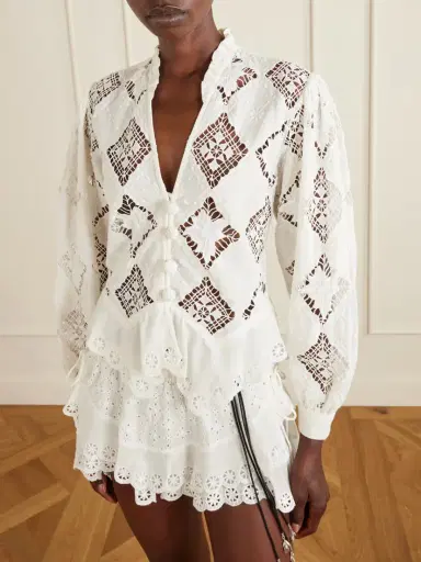 Isabel Marant Nina Broderie Anglaise Cotton And Linen-blend Blouse | Thumbnail 3 Isabel Marant Nina Broderie Anglaise Cotton And Linen-blend Blouse | Thumbnail 3