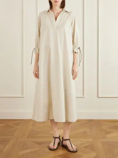 Max Mara Tie-detailed Cotton-poplin Midi Dress | Thumbnail 3 Max Mara Tie-detailed Cotton-poplin Midi Dress | Thumbnail 3