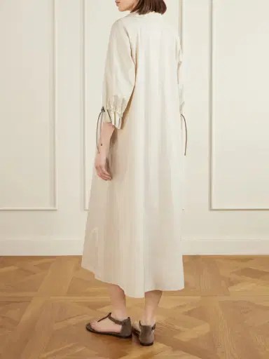 Max Mara Tie-detailed Cotton-poplin Midi Dress | Thumbnail 4 Max Mara Tie-detailed Cotton-poplin Midi Dress | Thumbnail 4
