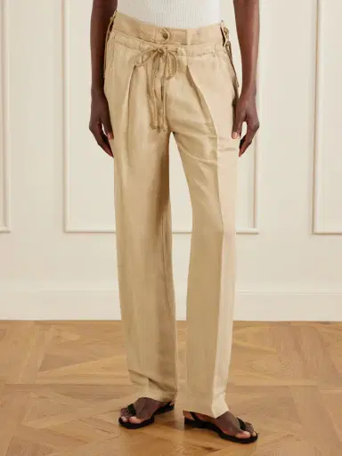 Isabel Marant Sharon Pleated Linen And Silk-blend Straight-leg Pants | Thumbnail 3 Isabel Marant Sharon Pleated Linen And Silk-blend Straight-leg Pants | Thumbnail 3