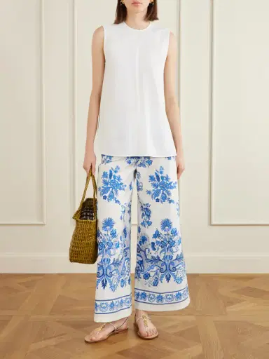 Emporio Sirenuse Floral Printed Cotton Wide-leg Pants | Thumbnail 2 Emporio Sirenuse Floral Printed Cotton Wide-leg Pants | Thumbnail 2