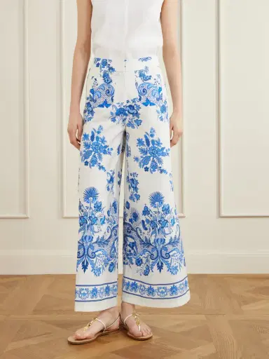 Emporio Sirenuse Floral Printed Cotton Wide-leg Pants | Thumbnail 3 Emporio Sirenuse Floral Printed Cotton Wide-leg Pants | Thumbnail 3