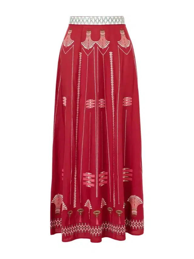Embroidered Linen And Cotton-blend Maxi Skirt Embroidered Linen And Cotton-blend Maxi Skirt
