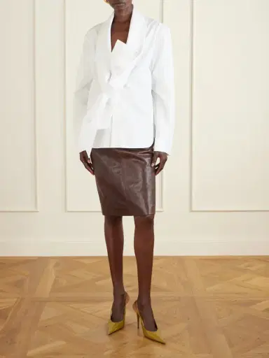 Saint Laurent Scarf-detailed Cotton-poplin Shirt | Thumbnail 2 Saint Laurent Scarf-detailed Cotton-poplin Shirt | Thumbnail 2