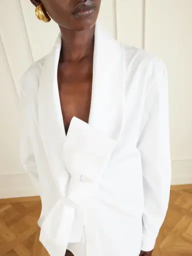 Saint Laurent Scarf-detailed Cotton-poplin Shirt | Thumbnail 4 Saint Laurent Scarf-detailed Cotton-poplin Shirt | Thumbnail 4