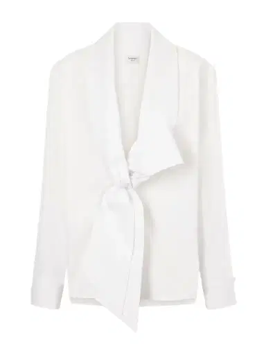Saint Laurent Scarf-detailed Cotton-poplin Shirt | Thumbnail 1 Saint Laurent Scarf-detailed Cotton-poplin Shirt | Thumbnail 1