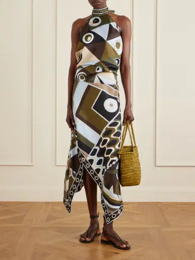 PUCCI Asymmetric Printed Silk-twill Maxi Skirt | Thumbnail 2 PUCCI Asymmetric Printed Silk-twill Maxi Skirt | Thumbnail 2