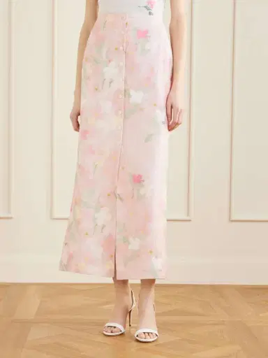 BERNADETTE Carmen Floral-printed Linen Midi Skirt | Thumbnail 3 BERNADETTE Carmen Floral-printed Linen Midi Skirt | Thumbnail 3