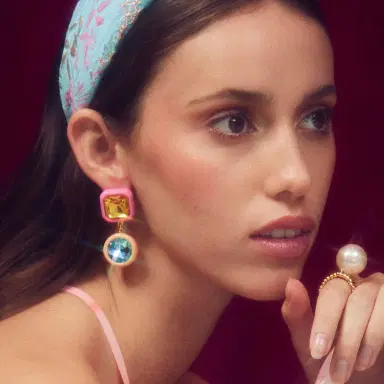 Lele Sadoughi POP PINK GEM DROP EARRINGS | Thumbnail 2 Lele Sadoughi POP PINK GEM DROP EARRINGS | Thumbnail 2