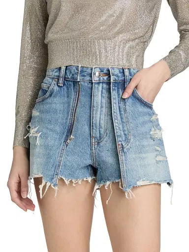 Alexander Wang Women's Distressed Double Layer Skort - Authentic Light Indigo | Thumbnail 3 Alexander Wang Women's Distressed Double Layer Skort - Authentic Light Indigo | Thumbnail 3