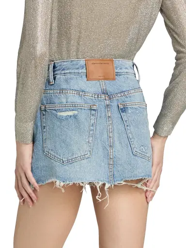 Alexander Wang Women's Distressed Double Layer Skort - Authentic Light Indigo | Thumbnail 5 Alexander Wang Women's Distressed Double Layer Skort - Authentic Light Indigo | Thumbnail 5