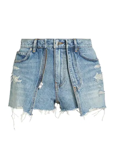 Alexander Wang Women's Distressed Double Layer Skort - Authentic Light Indigo | Thumbnail 1 Alexander Wang Women's Distressed Double Layer Skort - Authentic Light Indigo | Thumbnail 1