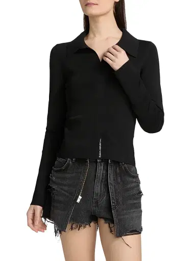Alexander Wang Women's Fixed Polo Sweater - Black | Thumbnail 3 Alexander Wang Women's Fixed Polo Sweater - Black | Thumbnail 3